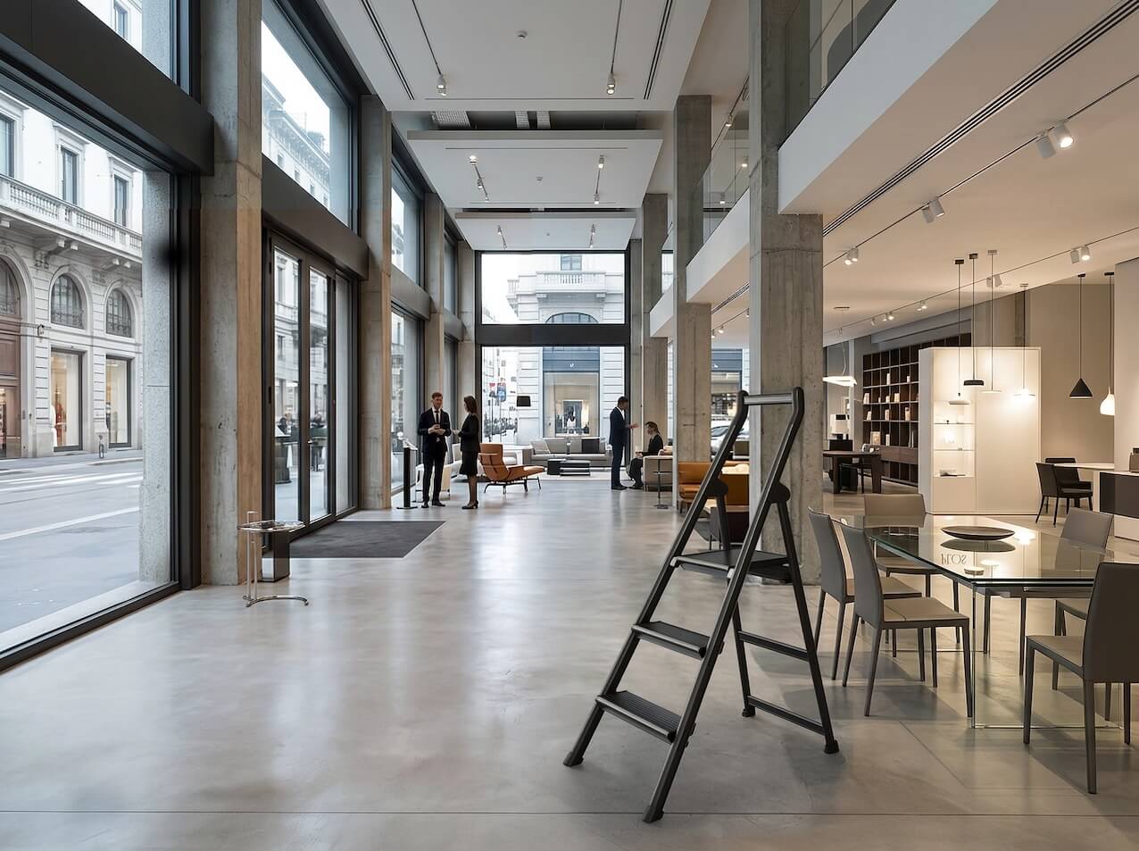 Black SHOPLADDER in a furniture showroom